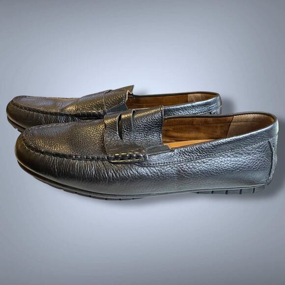 NWOT JOHNSTON & MURPHY Black Pebble Leather Penny Driving loafer Shoes - Picture 1 of 13